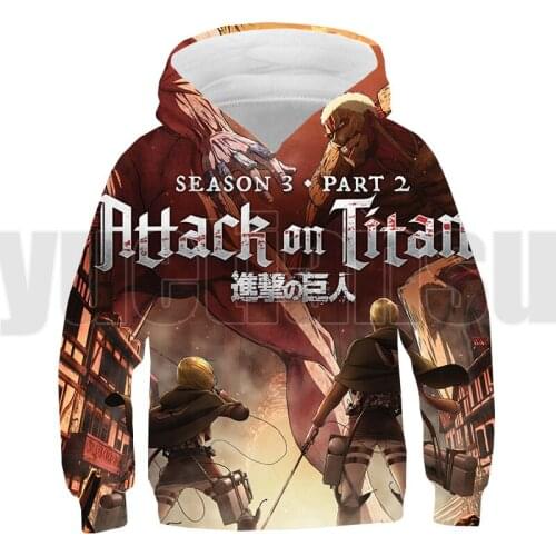Hip Hop Oversized Pullover Anime Hoodie Attack on Titan Season 4 Lounge Wear Childrens Sweatshirt Kid 3D Streetwear Sportswear