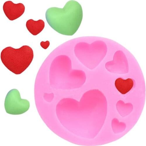 Loving Heart Shape Silicone Mold DIY Colorful Sweet Heart Fondant Chocolate Candy Paste Cake Decorating Tool Molds