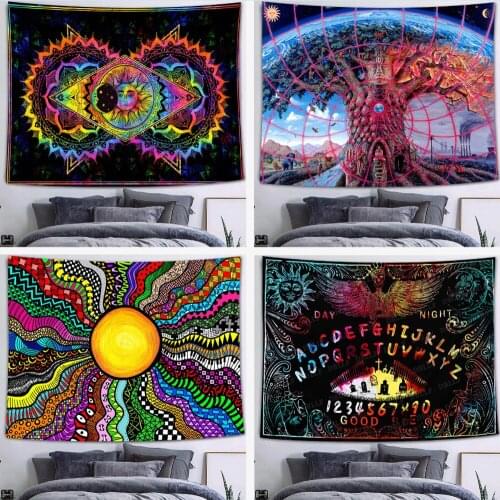 Mysterious Life Tree Home Witchcraft Tapestry Mandala Psychedelic Scene Wall Tapestry Bohemian Decorative Sofa Blanket Yoga Mat
