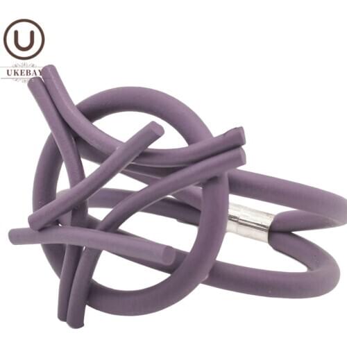 UKEBAY New Purple Bracelets Women Gothic Bracelet Handmade Jewelry Rubber Rope Chains Round Bangles Luxury Design Goth Bangles