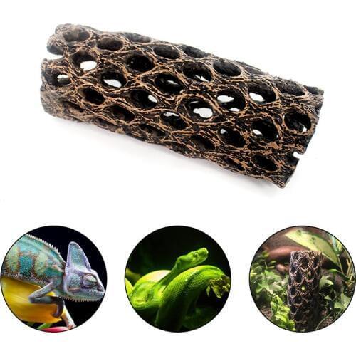 Reptile Shelter House Resin Simulated Cave Landscaping Imitated Wooden Pile Bark Climbing Box Aquarium Landscaping Decoration