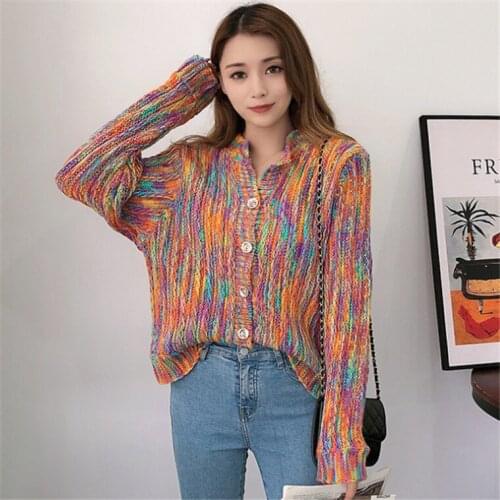 Knit Cardigan Vintage Sweater O-Neck Long Sleeve Loose Elegaht Thicked Office Lady Autumn Winter 2020 Casual Women Sweater