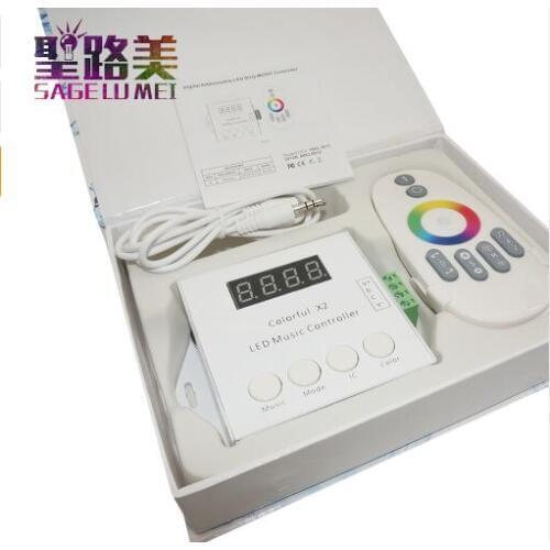 WS2812B/WS2811/WS2813/USC1903/6803 Music X2 LED Controller Strip Modules DC5V 12V 24V input MAX 1000pixels with RF Touch Remote