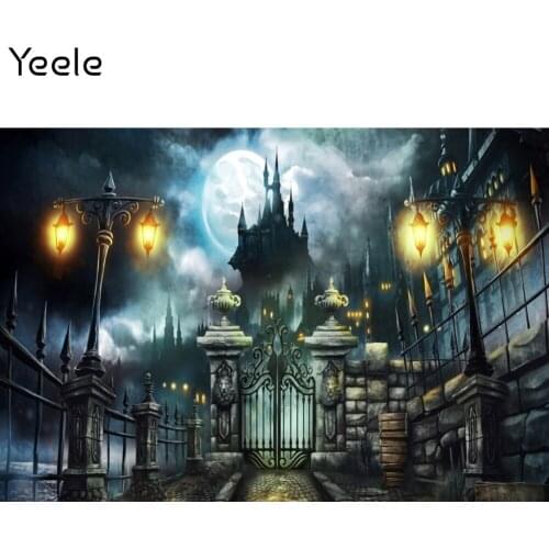 Yeele Halloween Backdrop Grunge Building Lantern Moon Night Background Photocall Photography Baby Photo Studio Photographic Prop