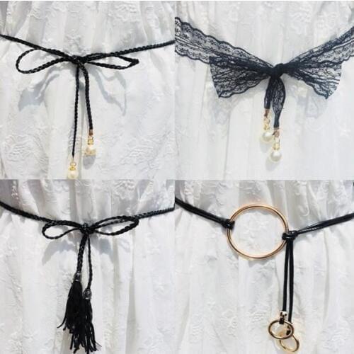 2019 New fashion Pearl Knitted Belt New Women Belt Fashion Candy Color Hemp Rope Braid Belts for Women Dress Belt