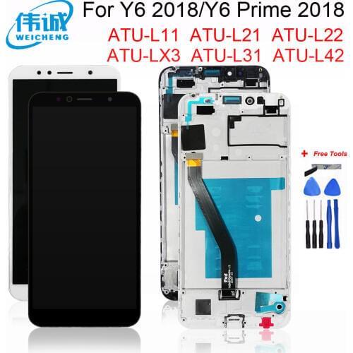 7A Pro sensor lcd For Huawei Y6 2018 LCD Display ATU L31 L21 LX1 L42 Touch Screen For Huawei Y6 Prime 2018 Display With Frame