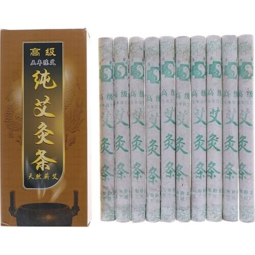 10Pcs/box Chinese Smokeless Moxibustion Stick Pure Moxa Roll Moxa Stick Moxibustion Rollers Bars Navel Smoked Therapy
