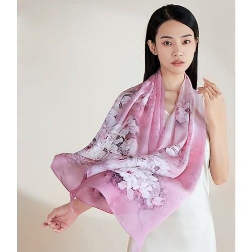 100% Natural Silk Chinese Painting Style Long Scarf Women Pure Silk Wraps Shawl Neckerchief 170*53cm Luxury Silk Bufanda Foulard