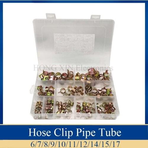 100Pcs 6-17mm Spring Clip Fuel Line Hose Water Pipe Air Tube Clamps Fastener Hose Clip Pipe Tube