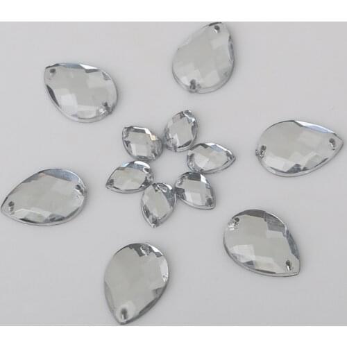 50-200pcs Sewing Flatback Rhinestones Tear Drop Acrylic Beads Sew On Strass Stones For DIY Craft Clothes Decoration