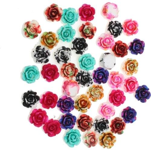 50pcs Kawaii Resin Flowers Flatback Cabochon Scrapbook Craft Clear Embellishments DiyDecor For Headwear Phone Nail Art Stickers