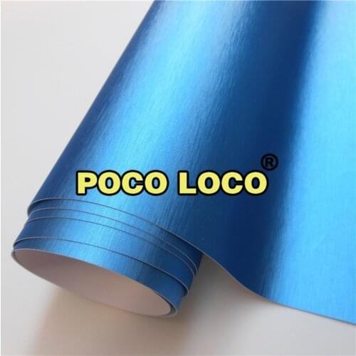 Aluminum Brushed Blue Metallic Vinyl Film Car Wrap Metal Brushed Car Sticker PVC Adhesive Vehicle Wrapping Foil Retail Packaging