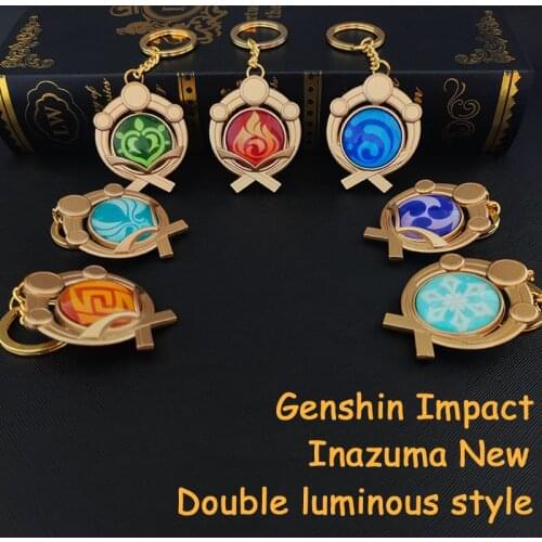 Anime Genshin Impact Keychain Element Vision Gods Eye Mondstadt Liyue Inazuma Accessories Bag Pendant Key Chain Fans Gifts HOT