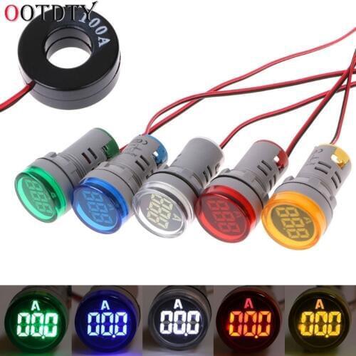 220V AC 22mm Digital Display Ampermeter Monitor Current Indicator Signal Light Ammeter Tester Measuring 0-100A Ampere Meter