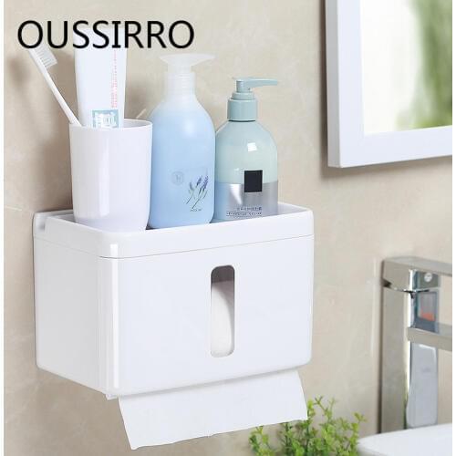 1Pcs Toilet Paper Holders With Cover Bathroom Accessories Modern Style Plastic Storage Box Rack Fixture Necessities High Quality