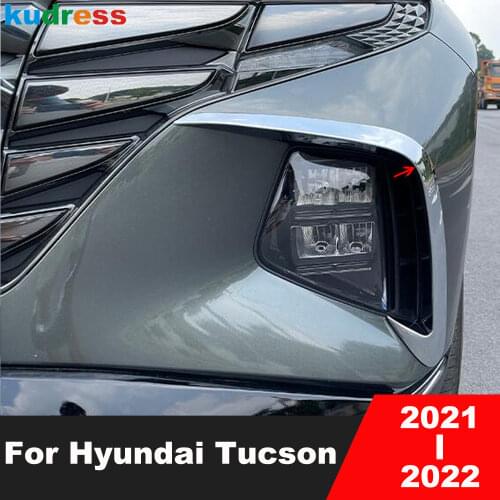 For Hyundai Tucson 2021 2022 Carbon Fiber Front Fog Light Lamp Eyelid Cover Trim Foglight Eyebrow Strips Car Styling 2pcs/set