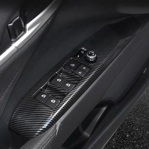 For Toyota Camry 2018 2019 2020 Carbon Fiber Window Button Switch Cover Glass Lifting Trim Frame Interior Mouldings Accessories