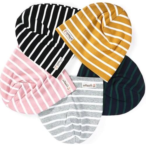 Cotton Baby Hat Striped Soft Comfy 1-12 Years Kids Hats Caps Windproof Warm Knitting Comfortable Fahison Boy Beanies Bonnet 2021