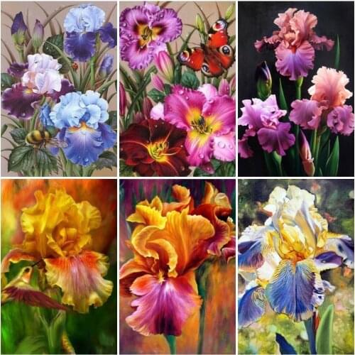 Kamy Yi Diy 5d Square Diamond Handmade Round Rhinestone Cross Stitch, Beautiful Flower Picture Home Decoration Gift