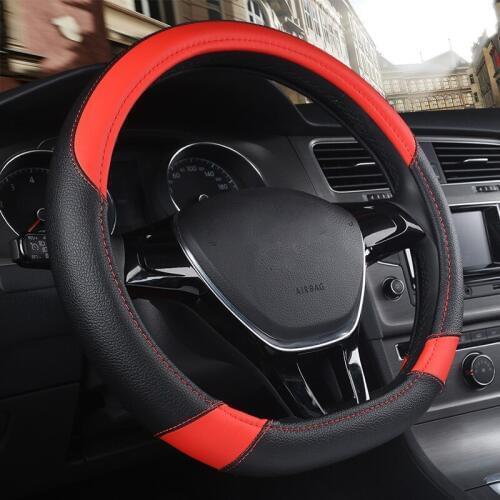 DERMAY D Shape Leather Car Steering Wheel Cover Anti-slip Durable for Volkswagen VW Golf 7 MK7 Auto Accessorie