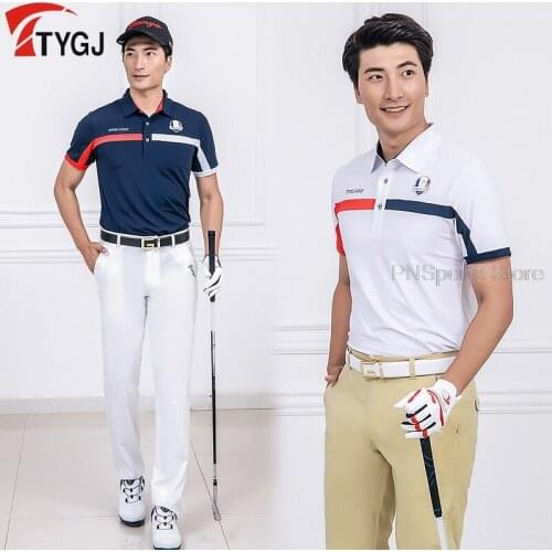 Mens Golf Wear Men Golf T-Shirt Short Sleeved Breathable Tops Male Sports Quick Drying Shirt Man Leisure Casual Golf Clothing