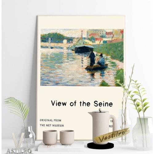 Georges Seurat New Impression Exhibition Museum Wall Stickers View Of The Seine Prints Art Canvas Painting Poster Home Decor