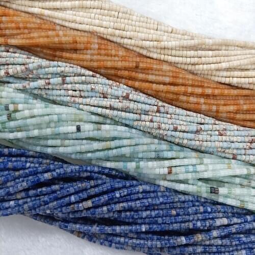 2x4mm Natural Stone Green Dongling Bead Small Cylindrical Separator Handmade DIY Necklace Bracelet Jewelry Accessories