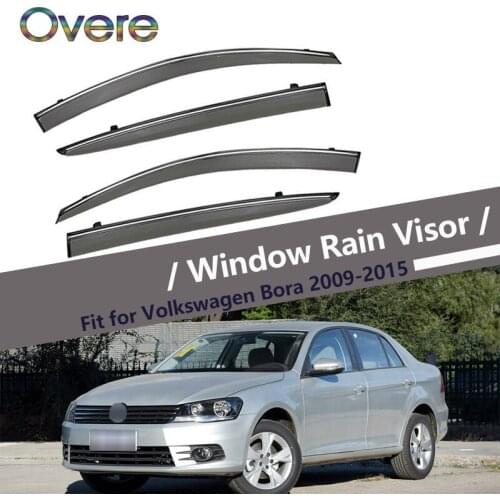 OVERE NEW 1Set Smoke Window Rain Visor For VW Bora Sedan 2009 2010 2011 2012 2013 2014 2015 ABS Deflectors Guard accessories
