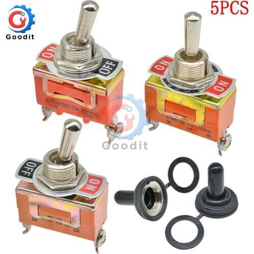 5pcs TEN1021 E-TEN1122 E-TEN1121 Toggle Switchs AC 250V 15A 2 Pin DPDT On/Off ON/OFF/ON 2 Position Mini Toggle Switch 29*14.5MM