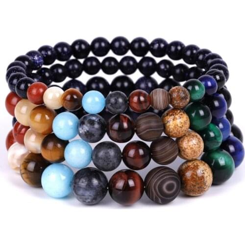Dropship Beaded Bracelet Universe Eight Plants Galaxy Solar System Bracelets for Men or Women