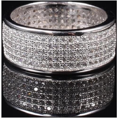 Luxurious Paragraph 925 Sterling Silver Gemstone Ring Finger Fashion Shining 286pcs Full Diamond Rings for Woman Jewelry gift