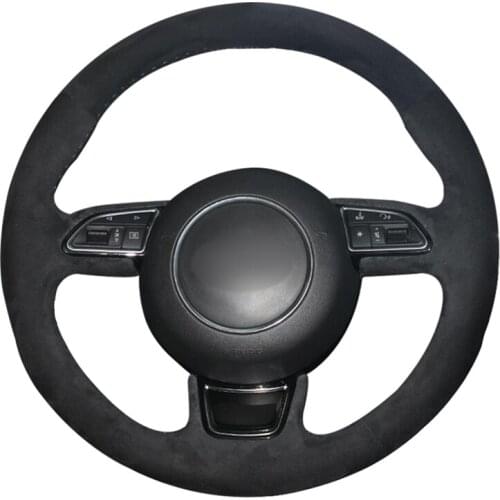 Hand-stitched DIY Black Suede Car Steering Wheel Cover for Audi A3 A4 A5 A6 A7 Allroad RS 7 2014-2015 S6 S7 2013 Accessories