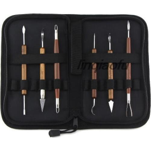 Sculpture tool red handle 6 piece set hand carved oil mud tool set