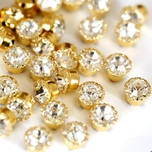 7mm Clear Crystal Sew On Claw Rhinestones Chatons Sew-on Rhinestones With Silver Claw Claws Glass Strass For Wedding Dress Y3376