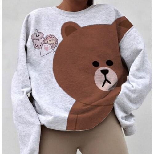 Loose Casual Sweatshirts Women O Neck Full Sleeve Pullovers Autumn New Fashion Cartoon Print Harajuku Streetwear Hoodies Tunics