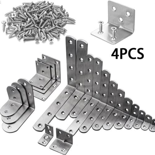 Stainless Steel Corner Brackets Joint Fastening Right Angle Code Corner Brace L-Shaped Metal Home Furniture Hardware Accessaries