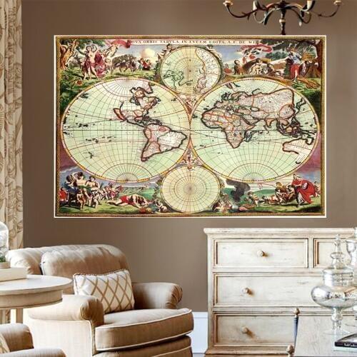 Ynmeart: World Executive Wall Map ( Reference Map),Canvas Art Posters and Prints Wall Home Décor