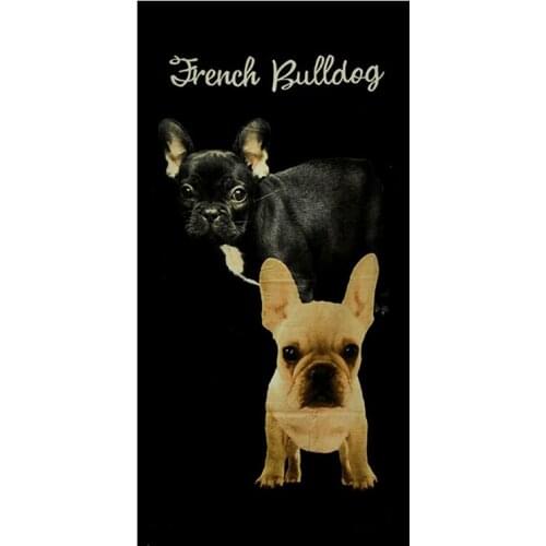 Funny Black Two French Bulldogs Bull Dogs Beach Shower Towels Microfiber Cute Dog Puppy Travel Bathroom Towels Set Birthday Gift