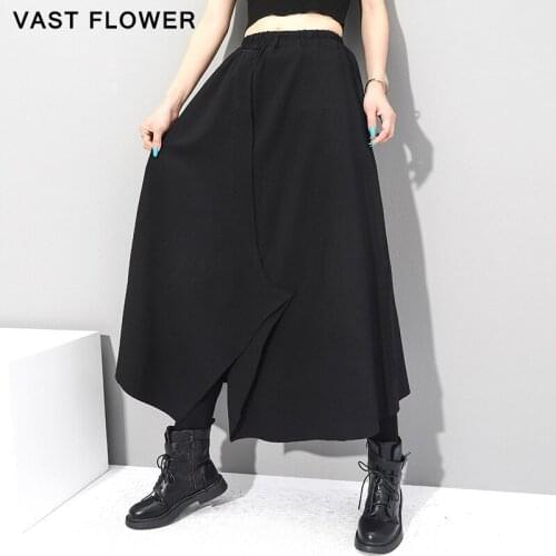 Irregular Split Black Skirts Women New High Waist Fashion Personality All Match Loose Casual Skirt Clothes Spring Autumn 2021