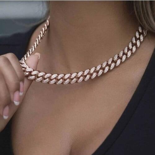 Rose Women Hip Hop Miami Cuban Chain Necklace Vnistar Trendy Fashion Rapper Jewelry Iced Out Cuban Necklaces Dropshiping