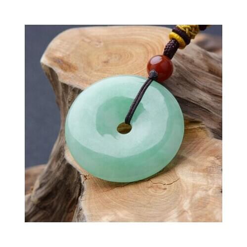 Zheru Jewelry Natural Burmese Jade A Light Color Donut Pendant Necklace Jewelry Best Gift
