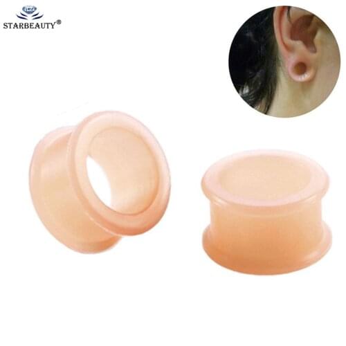 1 Pair Silicone Hollow Out Ear Piercing 3-25mm Comfortable Flesh Color Silicone Ear Piercing Skin Plugs Ear Studs Ear Stretcher
