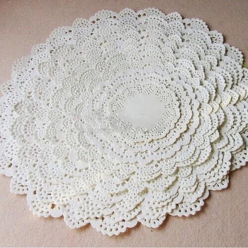 100Pcs 11.4-26.7cm Cute Round Lace Paper Doilies Craft Cake Placemat Wedding Birthday Prom Party DIY Decoration
