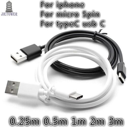 1000pcs 0.25 1 2 3 m Micro USB Cable for Samsung S9 Andorid 8pin for Apple iPhone 6 7 8 Type C Fast Data Sync 2A Cable wholesale