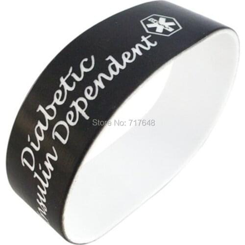 200pcs color coated diabetic insulin dependent wristband silicone bracelets free shipping by FEDEX