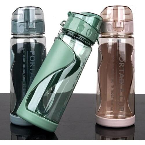 2021 Sports Water Bottles Gym Leak-proof Drop-proof Portable Shaker Mug Outdoor Travel Kettle Plastic Drink Water Cup BPA Free