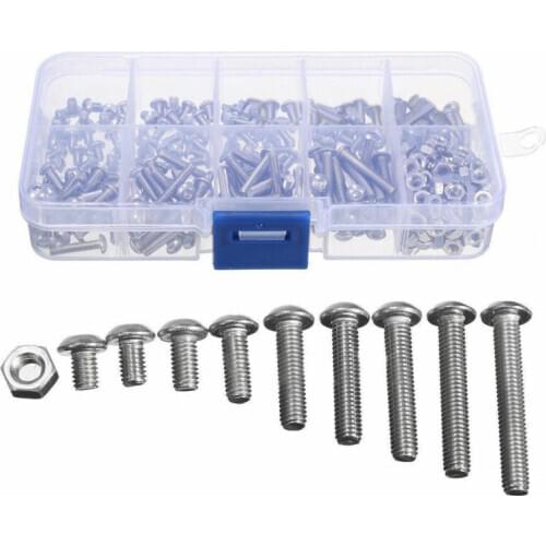 340pcs M3 A2 Stainless Steel Hex Screw Nuts Bolt Cap Socket Assortment Kit