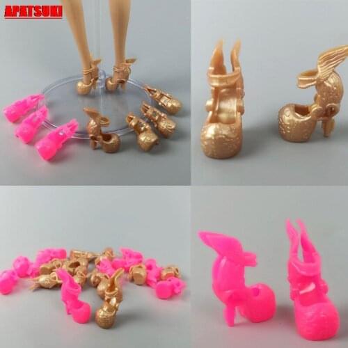 5pairs/lot Wing Design High Heel Shoes For Barbie Dolls Sandals For 11.5' Dolls Dollhouse Accessories Formal Party Shoes Gifts