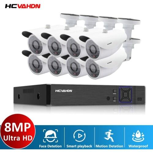 AHD DVR 8.0MP HD Outdoor Home Security Camera System H.265 4CH CCTV Video Surveillance DVR Kit 4Pcs 8Pcs AHD Bullet Camera Set