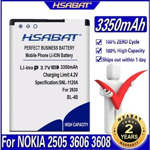 HSABAT 3350mAh BL-4B Battery for NOKIA 2505 3606 3608 2670 2660 2630 5000 6111 7070 7088 7370 7373 7500